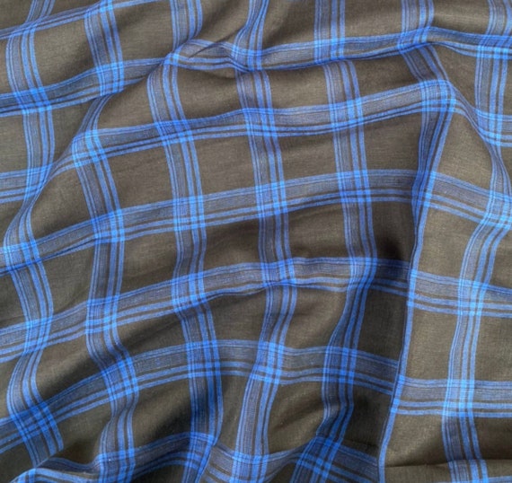 Plaid linen fabric, Gingham linen fabric, Grid linen fabric, Checkered linen fabric by the yard