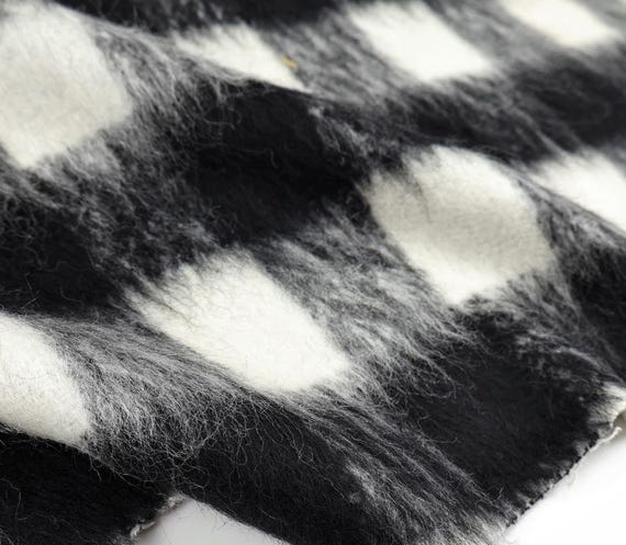 Plaid Wool fabric, Alpaca wool fabric by the yard