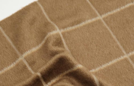 Plaid Alpaca wool fabric by the yard