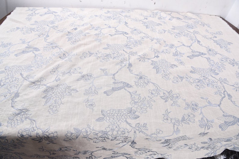 Embroidery embroidered linen fabric by the yard Etsy