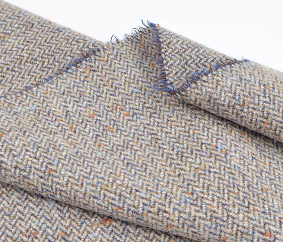 Specks Herringbone wool fabric by the yard