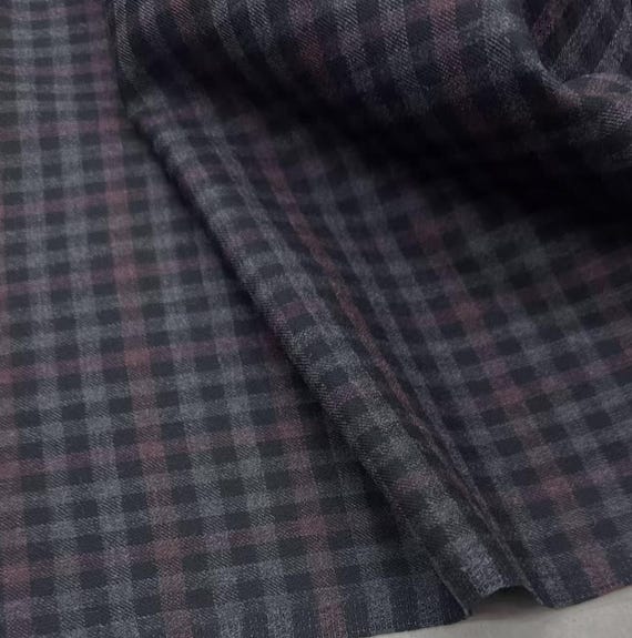 Plaid worsted wool fabric by the yard