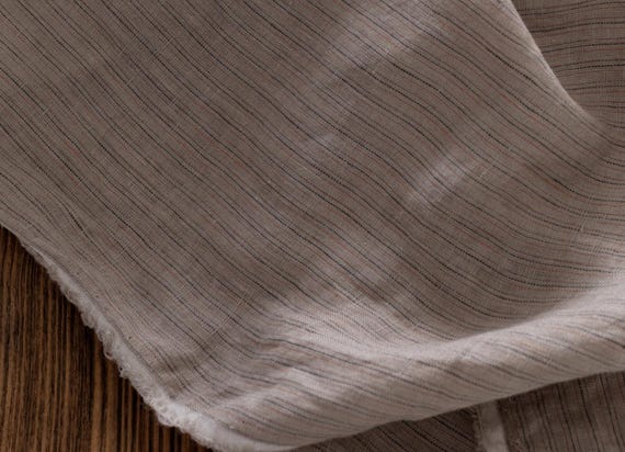 Striped linen fabric by the yard