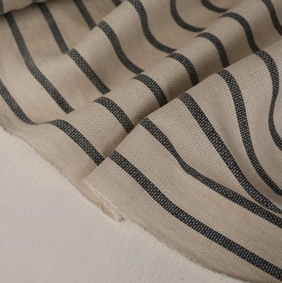 Striped linen fabric by the yard