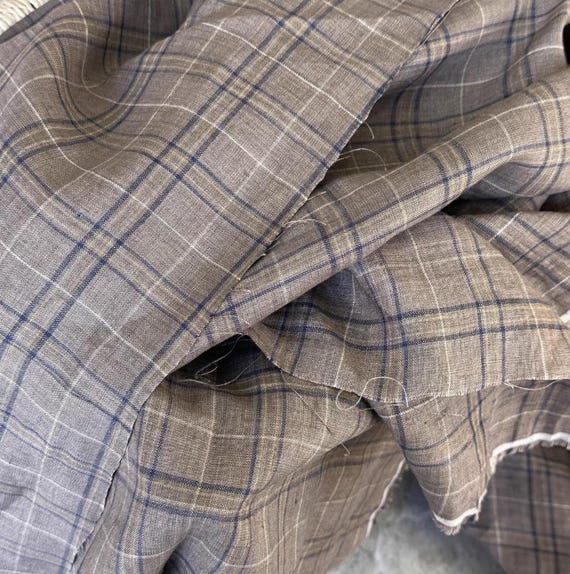 Plaid Yarn dyed linen fabric by the yard