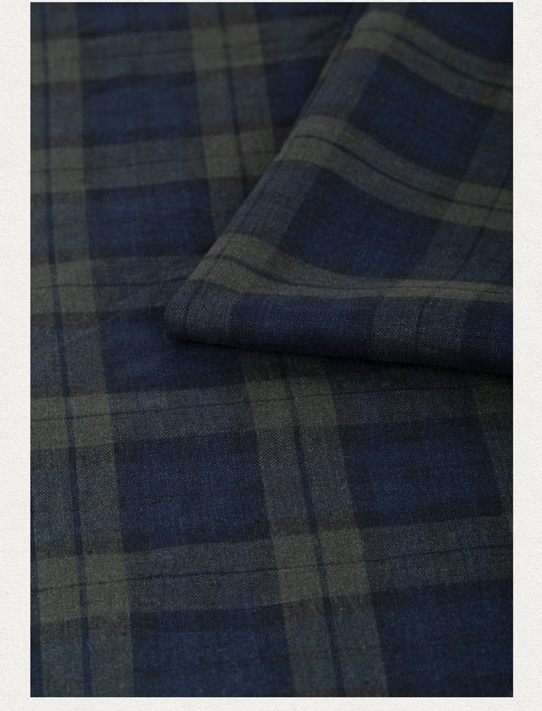 Yarn Dyed Linen Fabric, Plaid Checks Gingham Checkered Linen Fabric by