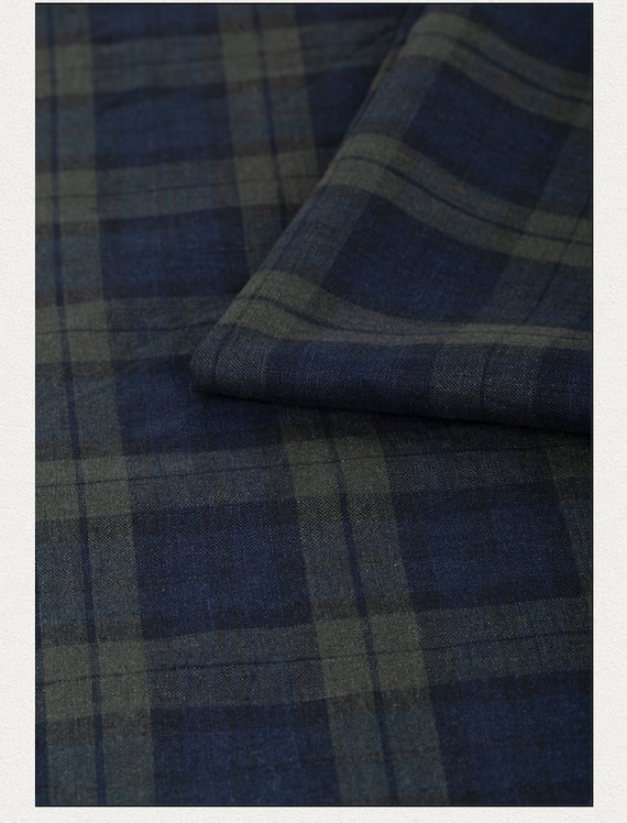 Yarn dyed linen fabric, plaid checks gingham checkered linen fabric by the yard