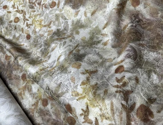 Tie dye style patterned silk fabric, Jacquard silk fabric by the yard