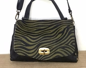 Green Tiger Printed Leather and Lambskin Mini Messenger Bag