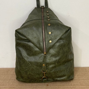 Vintage Leather Backpack col. GREEN