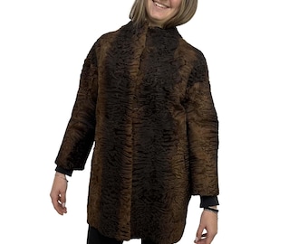 Rare Brown Swakara Fur Coat Size 40/42