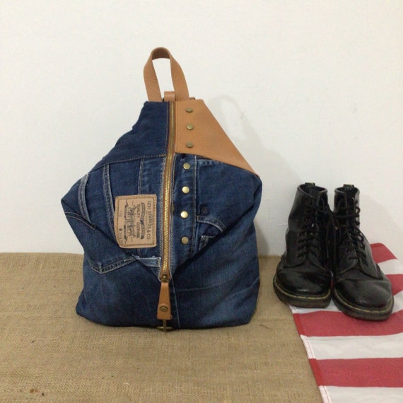 Backpack Bag, Soft Denim Backpack Bag, Denim Backpack, Blue