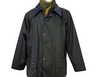 Barbour Beaufort Wax Jacket M Mens 00s Beige Snap Lined Field