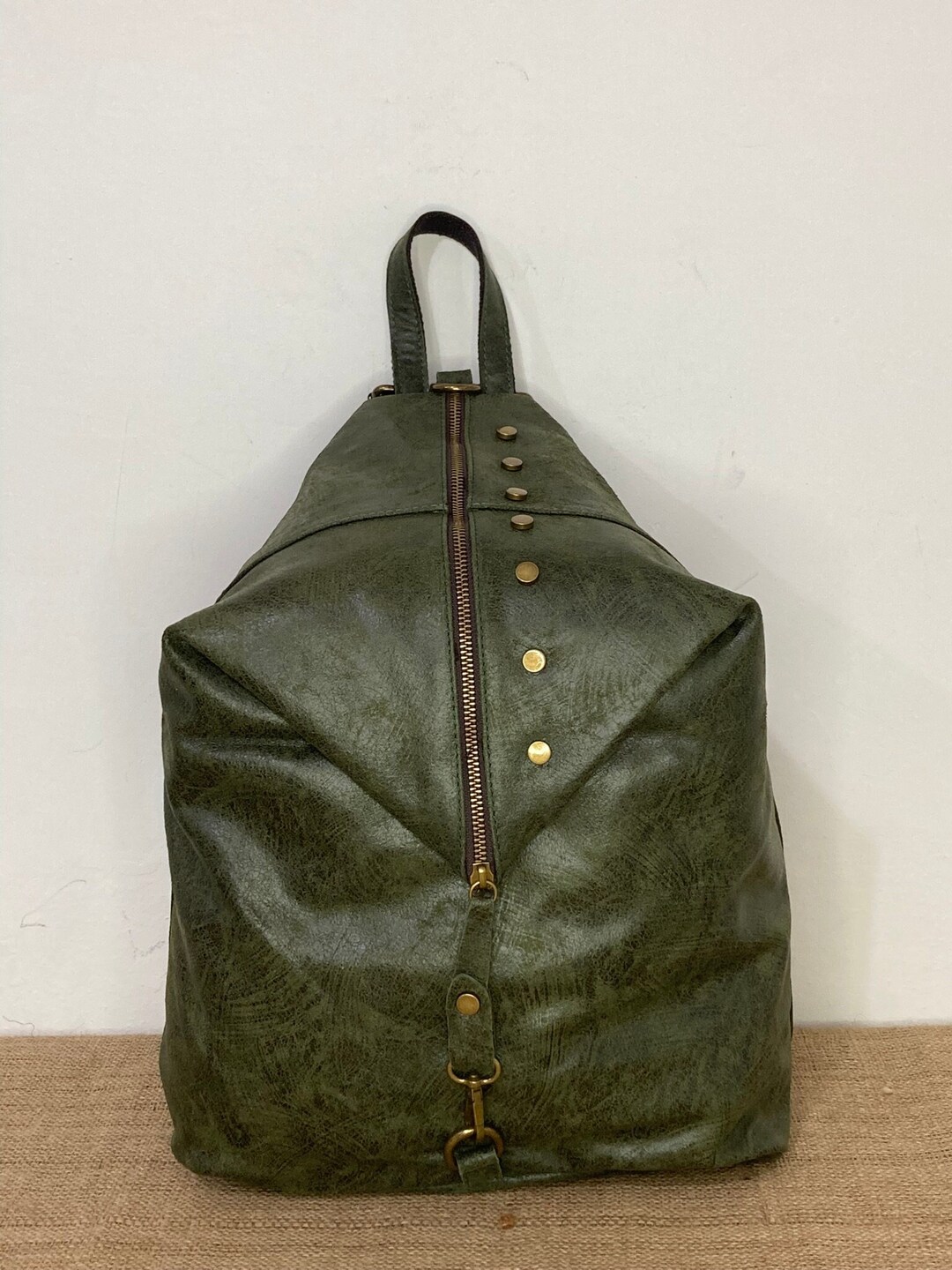 Vintage Leather Backpack Col. GREEN - Etsy