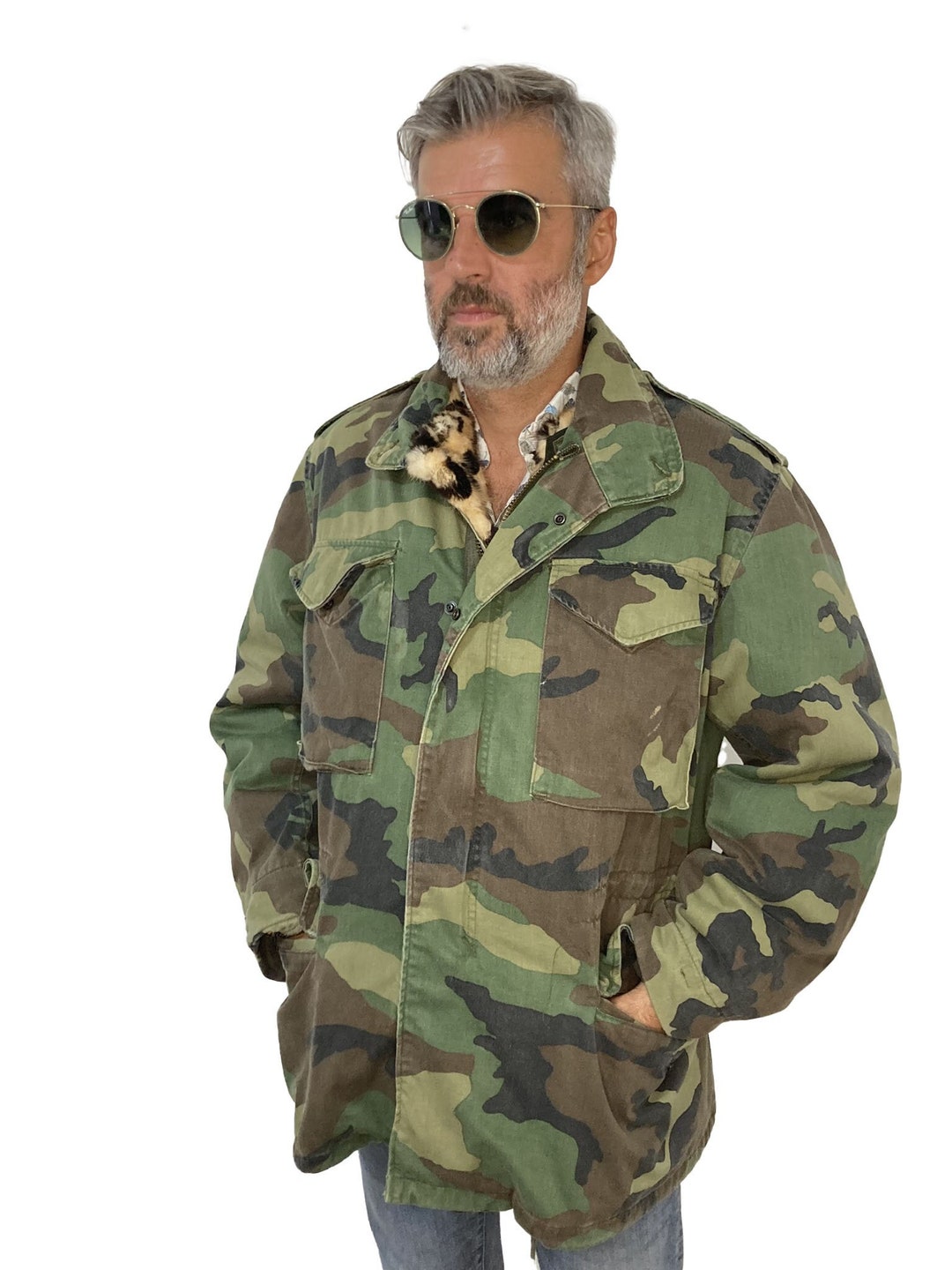 Giacca militare M65 con interno pelliccia stampata Italia