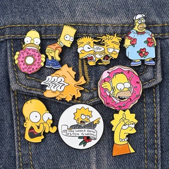 Simpson Series Cartoon Character Brooch Funny Creative Badge Mermaid Enamel Pins