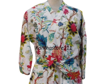 New floral print kimono robe handmade beach kimono cardigan bohemian anniversary gift for her