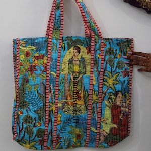 Indische Einkaufstasche Gesteppte Baumwoll-Einkaufstasche Handtasche Reversible Gestreifte Einkaufstasche für Sie