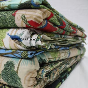 Handmade Peacock Print Cotton Fabric: Dressmaking Sewing Fabric