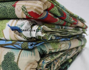 Handmade Peacock Print Cotton Fabric By The Yards: Dressmaking Sewing Fabric