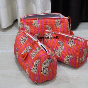 Baumwolle gesteppte Kulturtasche Frauen Tier gedruckt handgemachte Beutel Kosmetiktasche