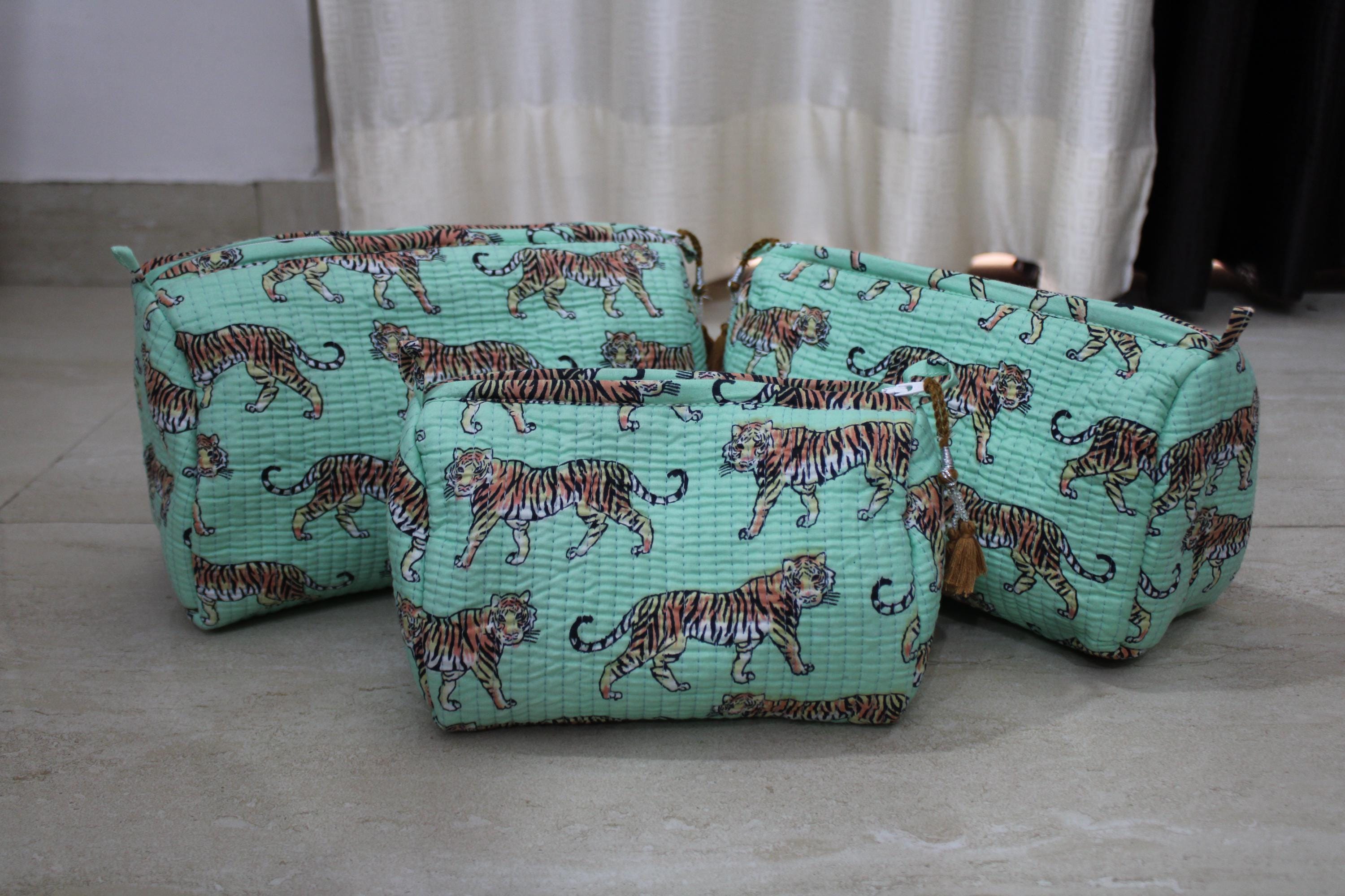 WZMPA Kosmetiktasche Mit Tiger-Motiv – Reißverschluss, 23x17 Cm, Aus Robustem Baumwoll-Leinen, Wasserdicht