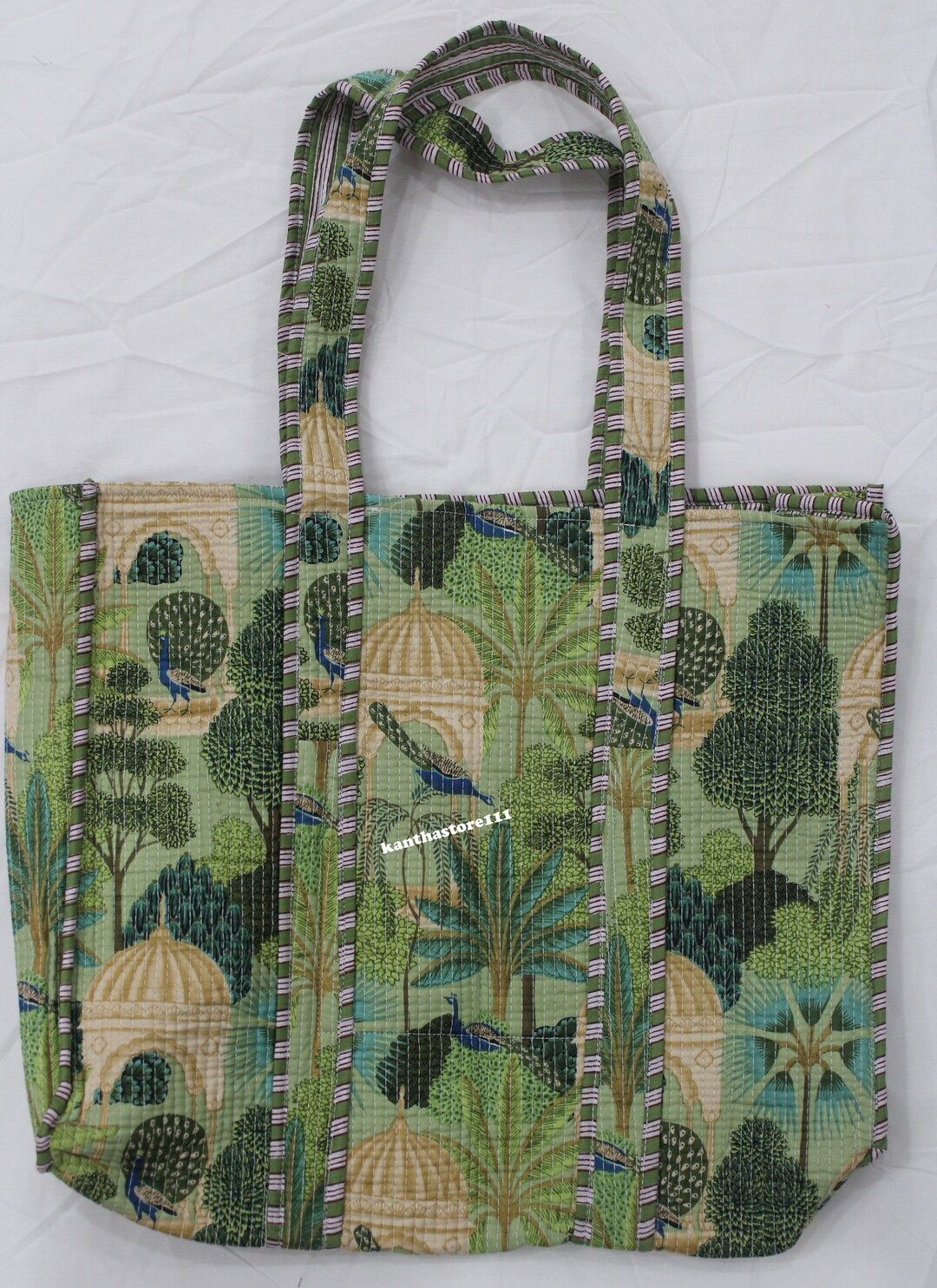 Indian Quilted Tote Bags Animal Print Shopping Bag Natural Etsy
