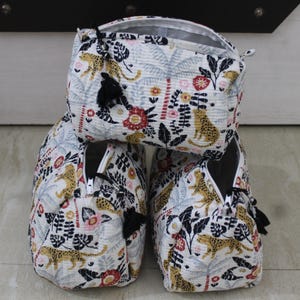 Gestepptes Make-up Handgefertigter Kulturbeutel Indischer Beutel Set Tiger Print Kosmetiktasche für Sie