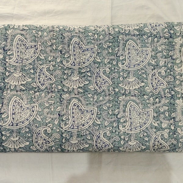 Indian Kantha Quilt Hand block Kantha Quilt Floral Print Kantha Quilt Handmade Kantha Blanket Vintage Kantha Bedcover