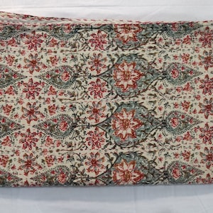 Indian kantha quilt Floral Print Kantha Bedspread Cotton Blanket Gudari Indian kantha throw Handmade Kantha Blanket Vintage kantha bedcover