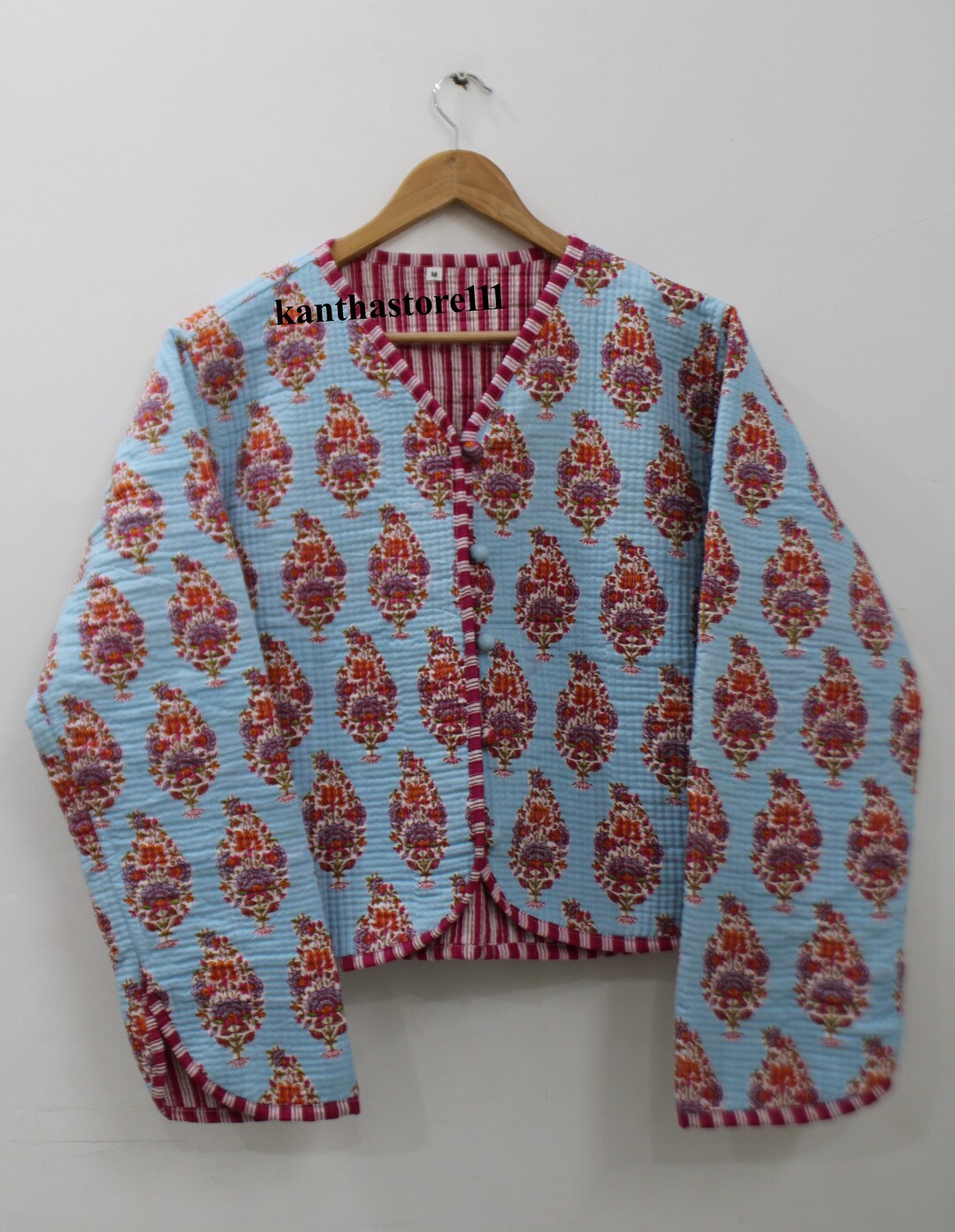 ジャケット・アウター ameri INDIA INDIA BLOCK PRINT JACKET Ameri（アメリ）の「INDIA BLOCK PRINT JACKET（ノーカラー