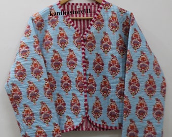 Reversible Hand Block Print Jacket Cotton Quilted Jacket