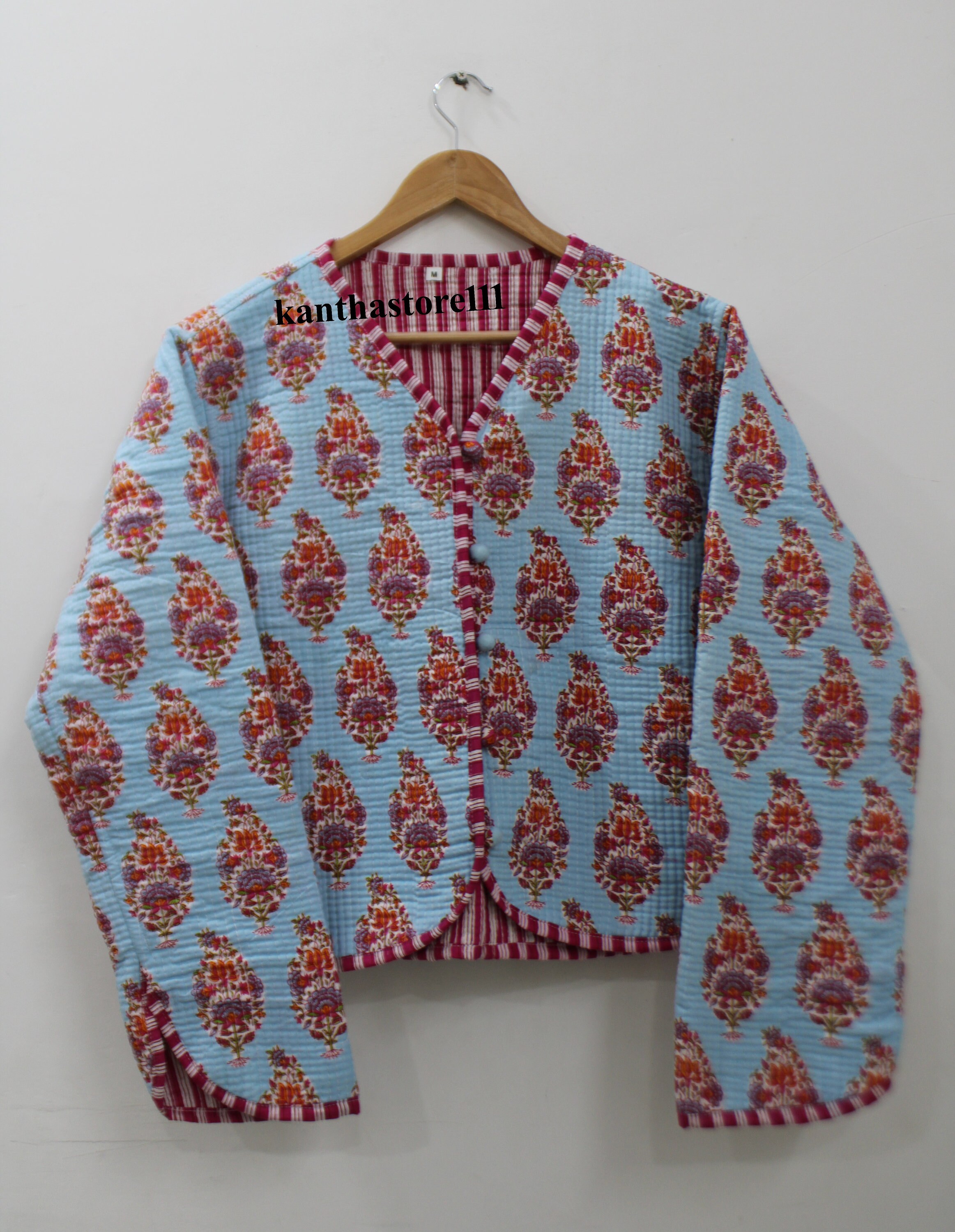 ジャケット・アウター ameri INDIA INDIA BLOCK PRINT JACKET Ameri（アメリ）の「INDIA BLOCK PRINT JACKET（ノーカラー