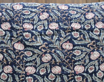 Floral Print Handmade Cotton Kantha Quilt Blanket Throw Bedspread Home Décor Kantha Bedcover
