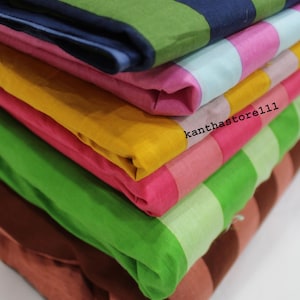 Nouveau tissu rayé en coton par mètre tissu en coton doux imprimé à la main pour les femmes robe couture tissu artisanal et couture tissubyneha