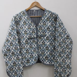 Block Print Quilted Cotton Jacket: Handmade Women&#39;s Wear
