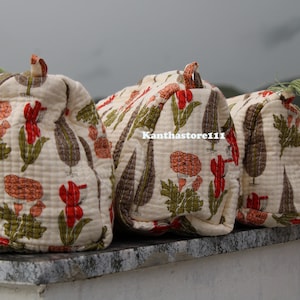 Handmade New floral quilted toiletry bag Indian wash bag boho bath & beauty cotton bag gift for her