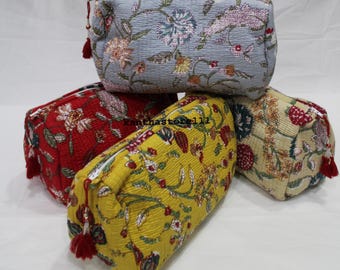 Indian cotton travel pouch bag women cosmetic makeup set for gift