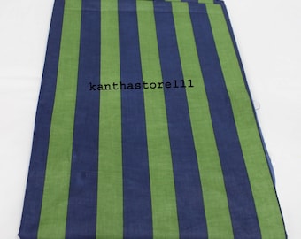 May include: Green and blue striped fabric. The fabric is folded in half and the text "kanthastore111" is visible.