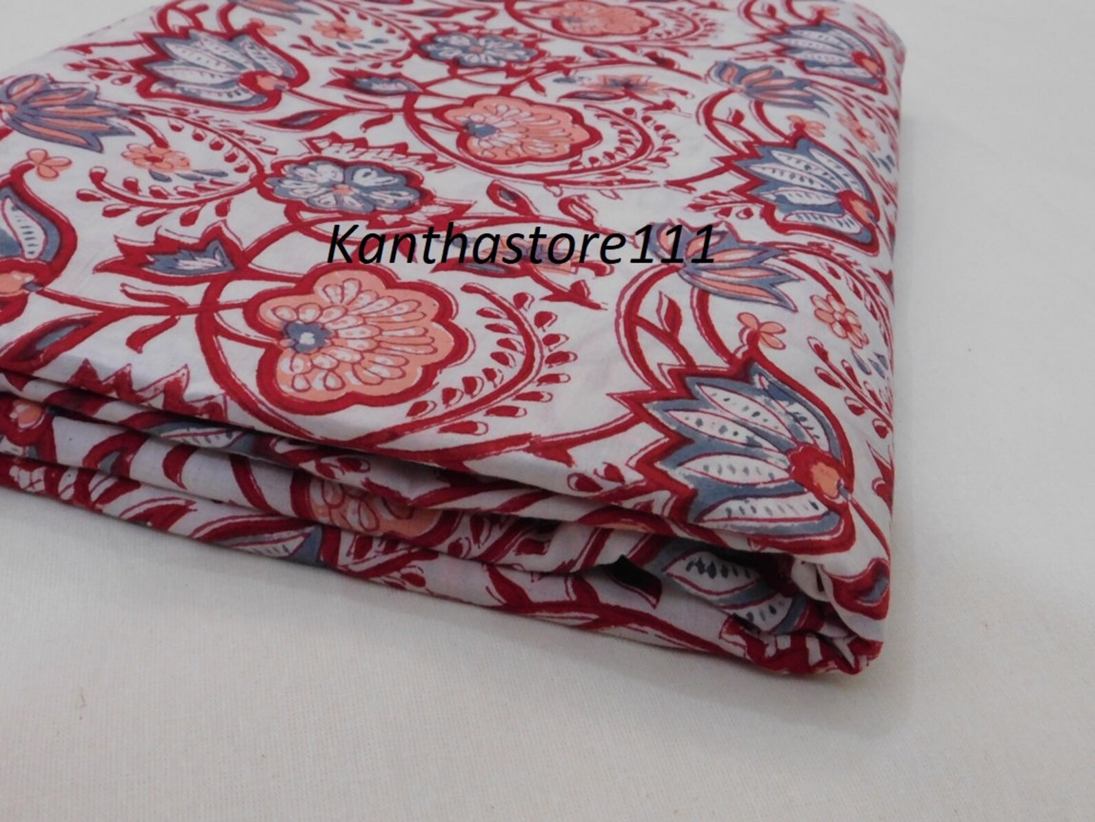 By the Yard Cotton Voile Traditional Fabric Hand Block Floral Etsy