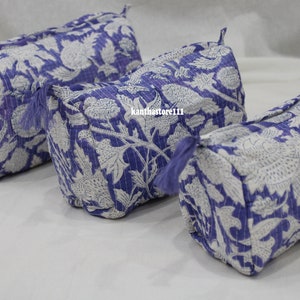 Handblockdruck Kosmetiktasche Indisch Gesteppte Schminktasche Florale Kulturtasche Kulturtasche Geschenk für Sie