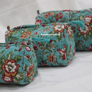 Kulturtasche Kulturtasche gesteppt in Indien Kulturbeutel Kulturtasche neue blumen print Kosmetiktasche Geschenk für Sie