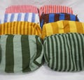 Handprinted cotton makeup pouch bag striped cotton fabric toiletry bags gift for her product logo