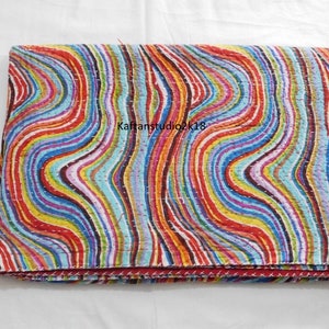 Indian Kantha Quilt Handmade Bedspread Queen kantha or twin kantha quilt red kantha bed spread home décor throw