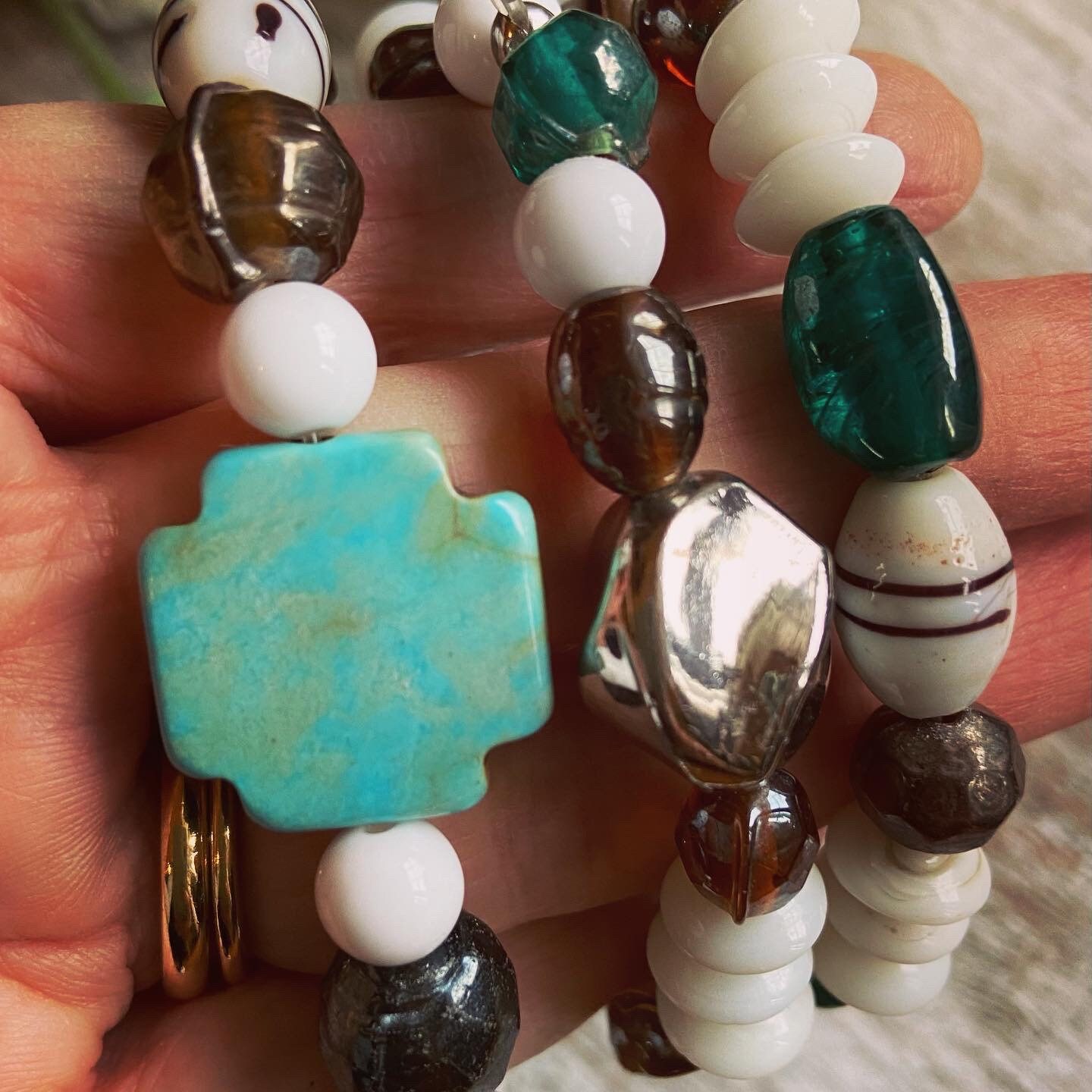 Turquoise Cross Stacked Bracelets Beaded Bracelets Boho | Etsy