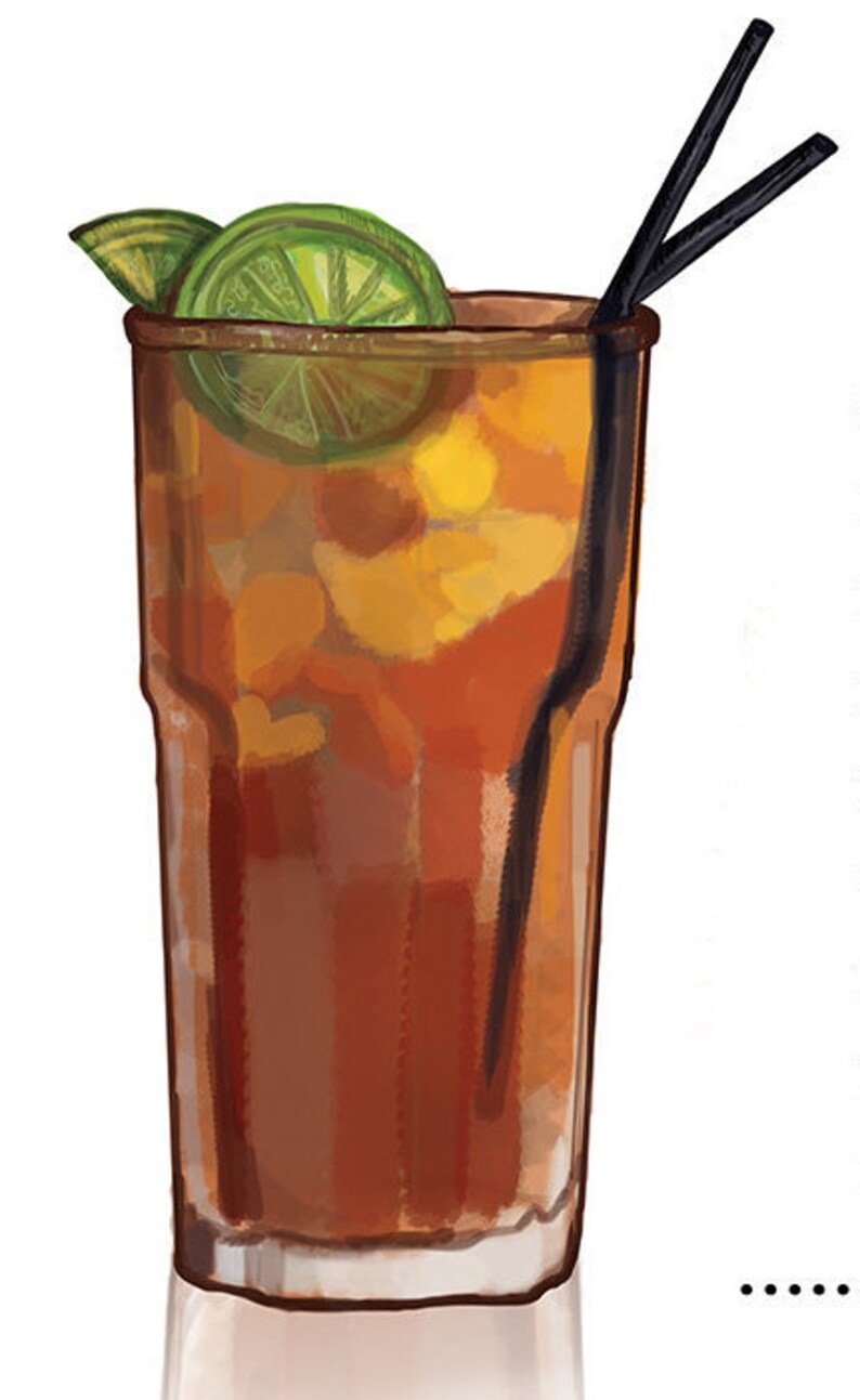 Long Island Iced Tea Cocktail Wall Art Poster Art Watercolor Etsy