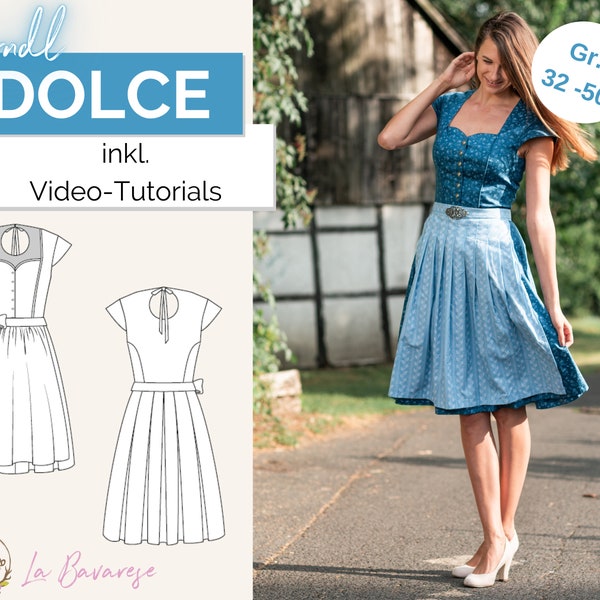 Dirndl DOLCE PDF Schnittmuster Gr. 32 - 50, Dirndlschnittmuster, Dirndlworkshop