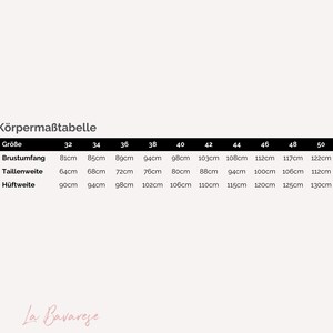 Puede incluir: Tabla de tallas para ropa con medidas en cent&iacute;metros para el busto, la cintura y las caderas. Las tallas van de la 32 a la 50.