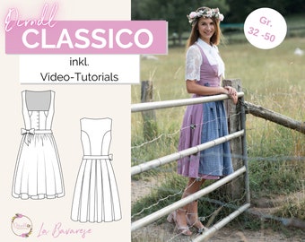 Dirndl CLASSICO PDF Schnittmuster, Dirndlschnittmuster, Gr. 32-50