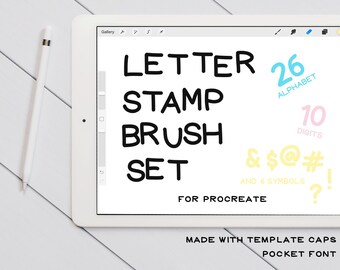 Procreate Font Stamp Brush Set Template Caps